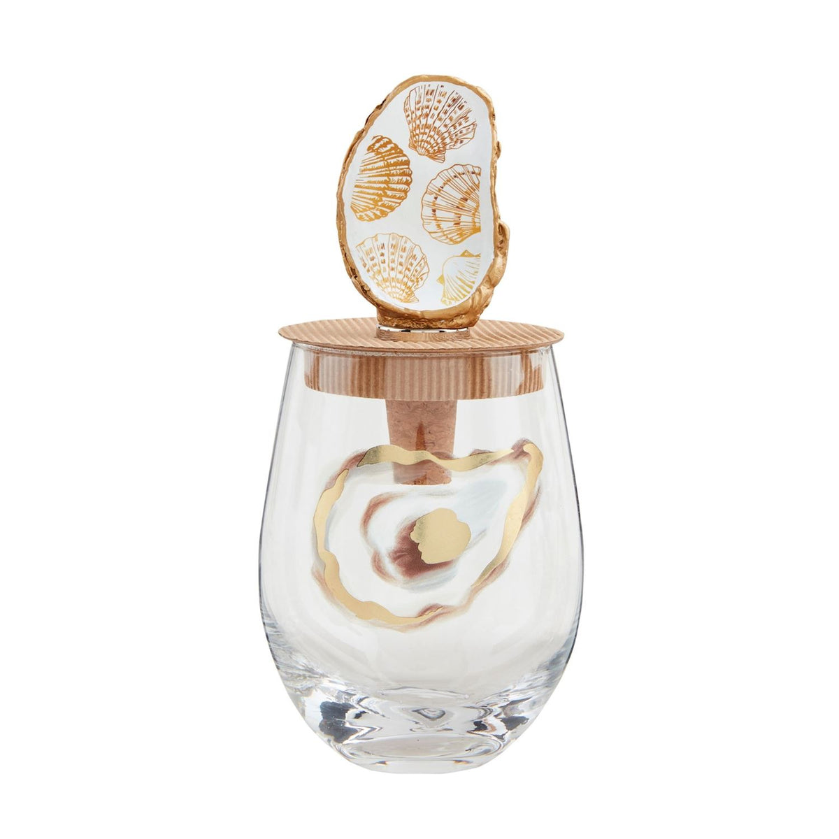 Shell Pattern Oyster Wine Glass & Stopper Set