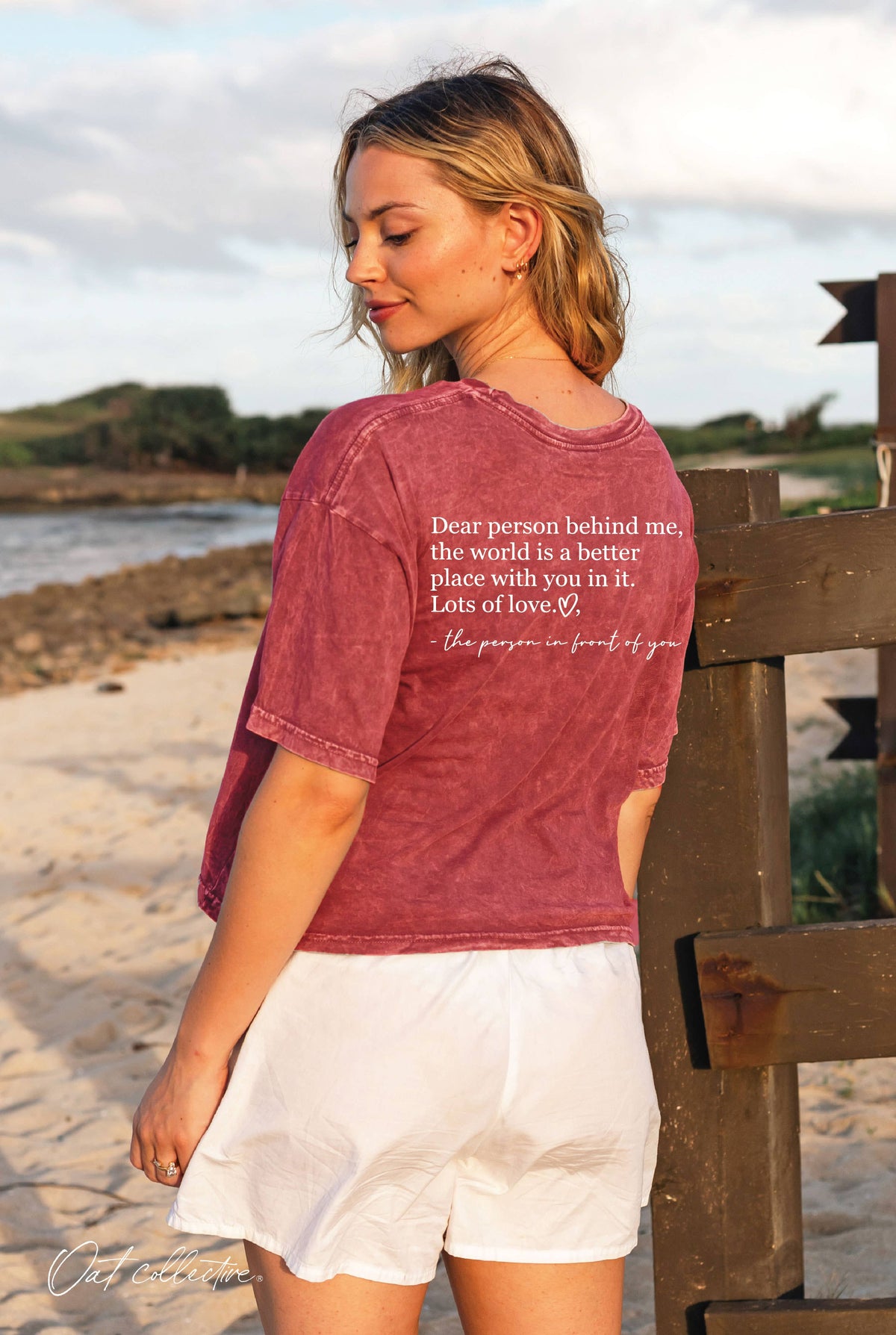 BE KIND Cropped Mineral Graphic Top