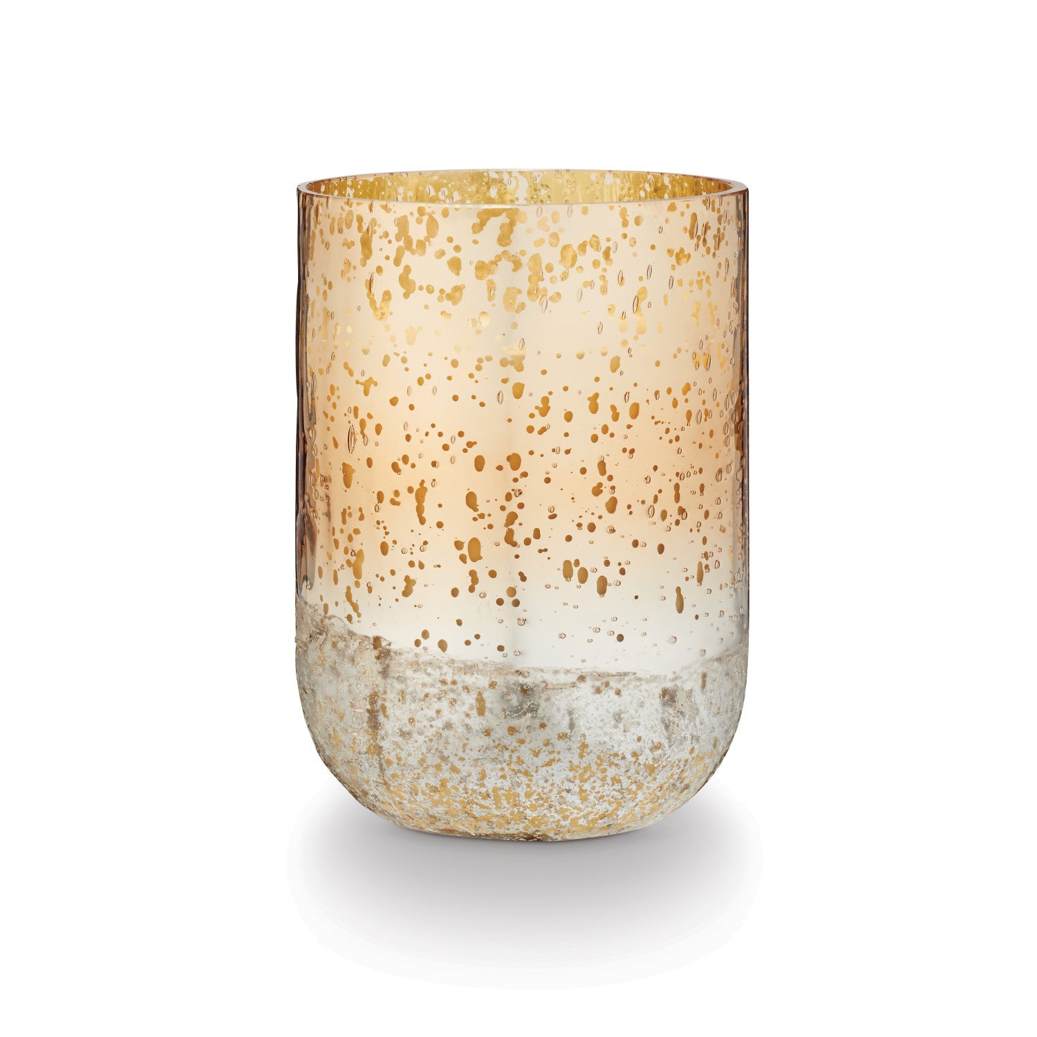 Winter White Crackle Large Radiant Glass Candle