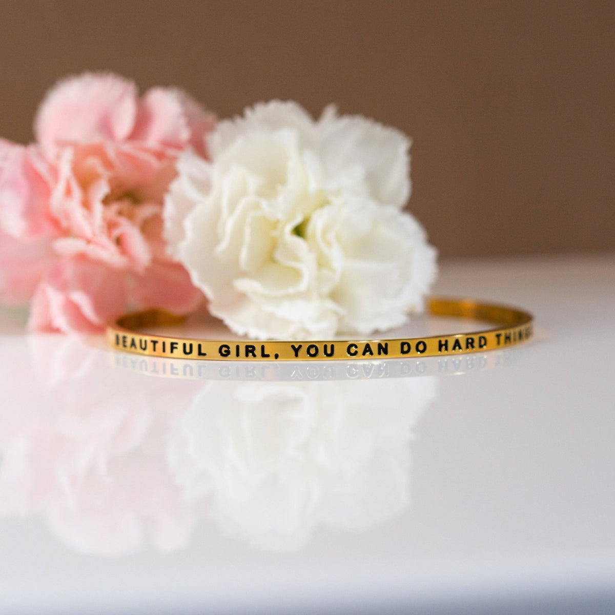 Beautiful Girl, You Can Do Hard Things - quote bracelet