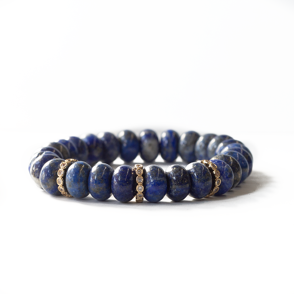 Gemstone Bracelet-Rondelle-Lapis