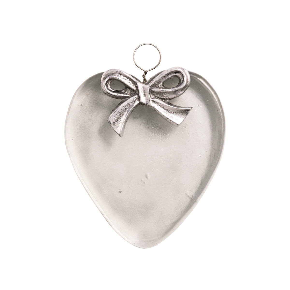 Heart Metal Bow Glass Ornament