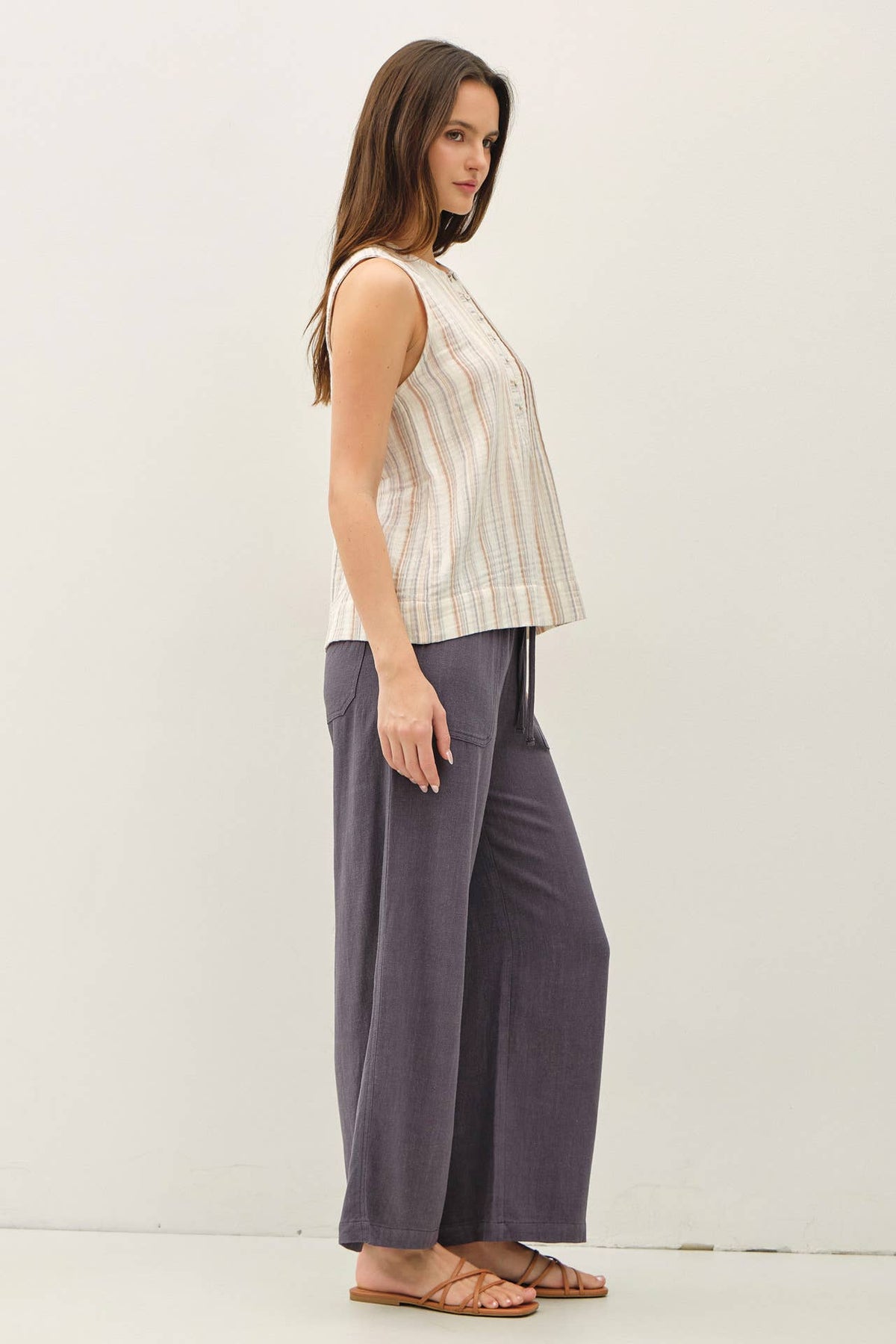 LINEN WIDE-LEG PANTS