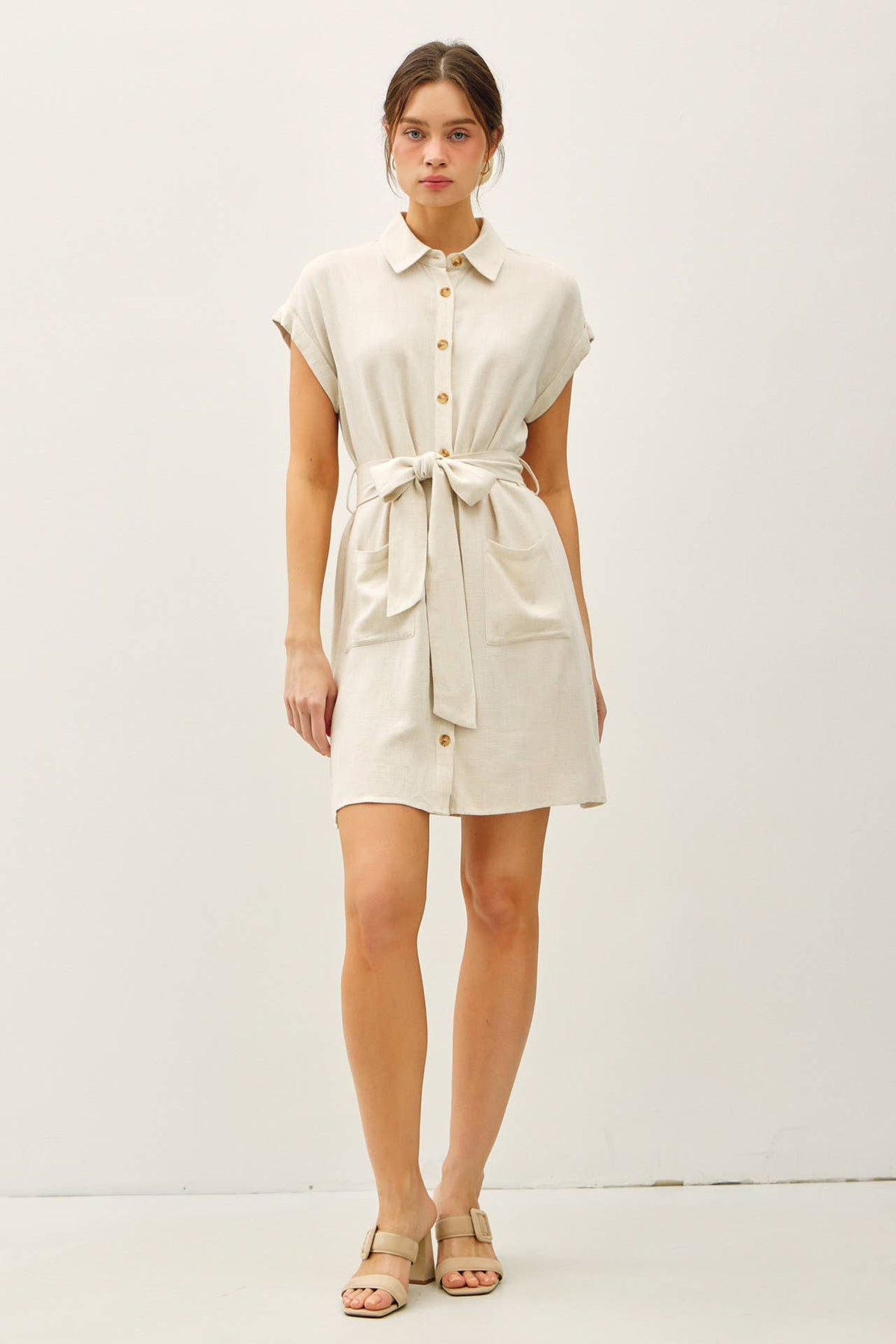 BUTTON UP SHORT SLEEVE DRESS