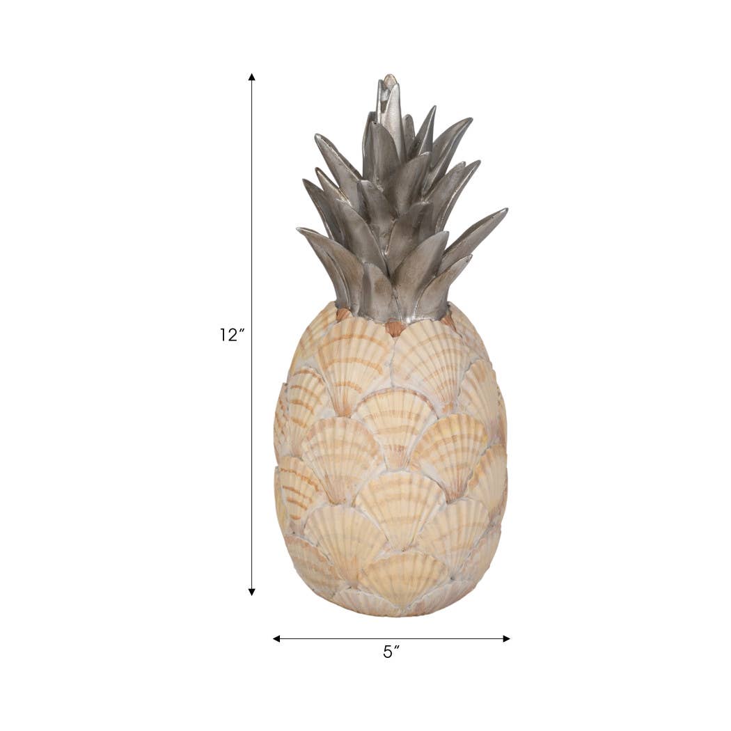 Polyresin Seashell Pineapple Decor Sculpture - Multi, 12 in.