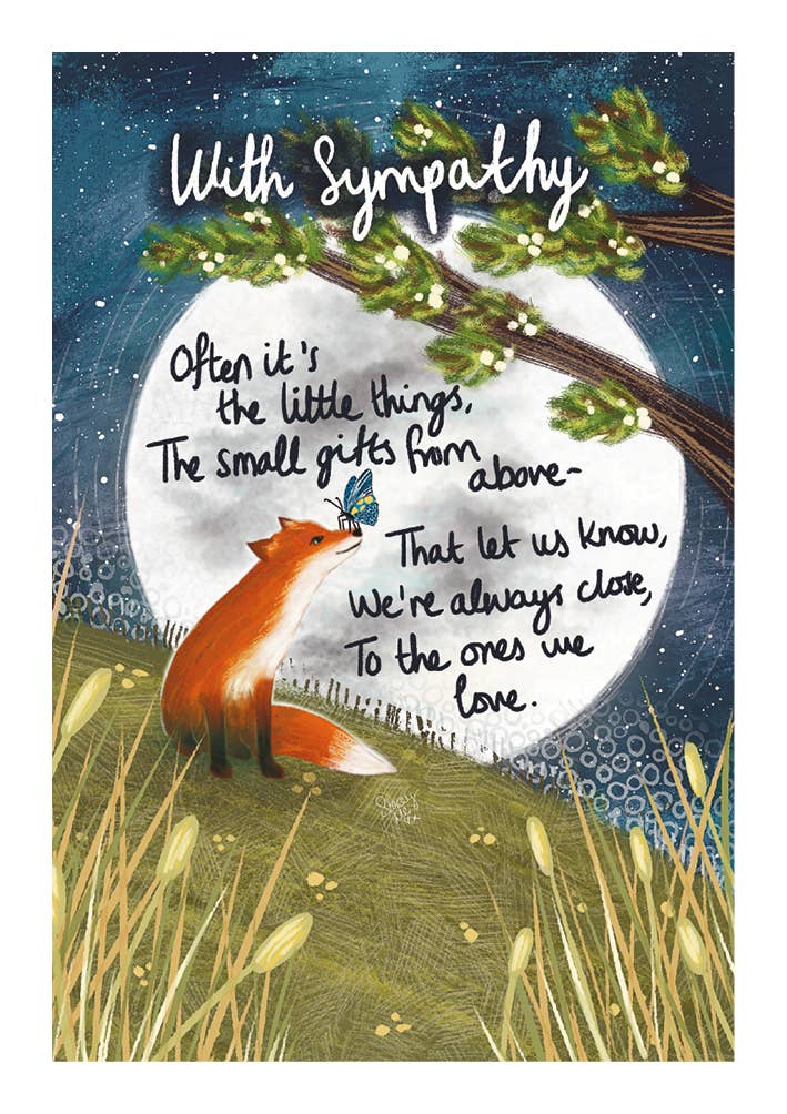 SYMPATHY SMALL GIFTS GREETING CARD FOX UNDER THE MOON