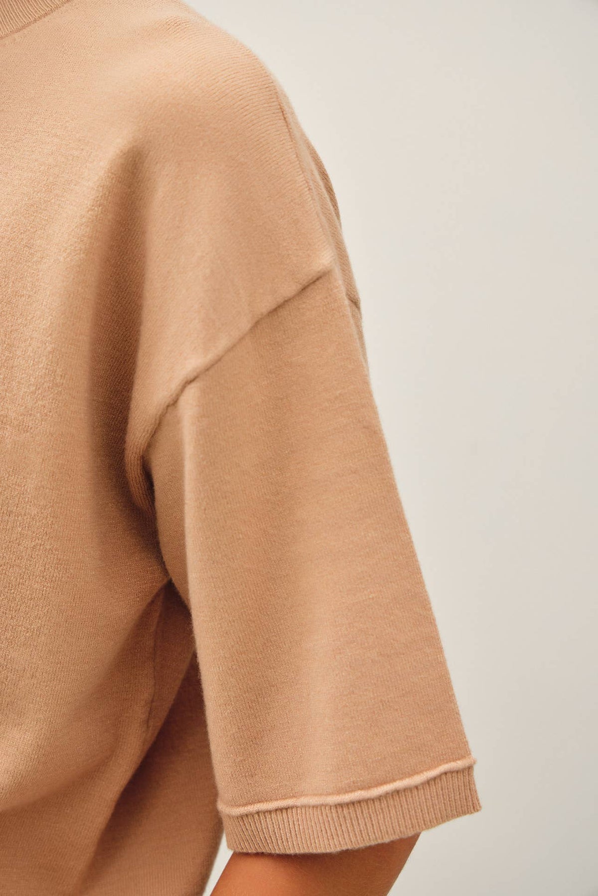 BOXY FIT HALF SLEEVE CREWNECK SWEATER