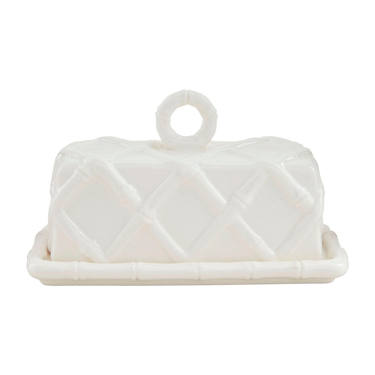 MudPie White Bamboo Butter Dish