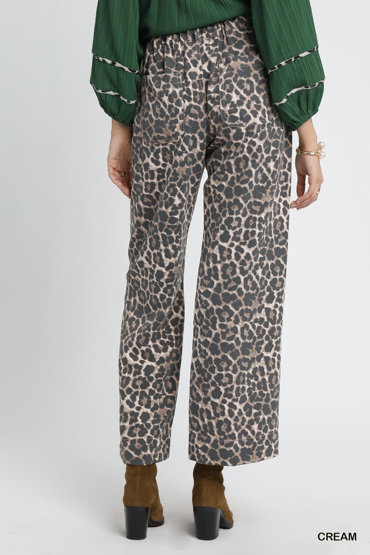 Animal Print Non-Stretch Wide Leg Pants