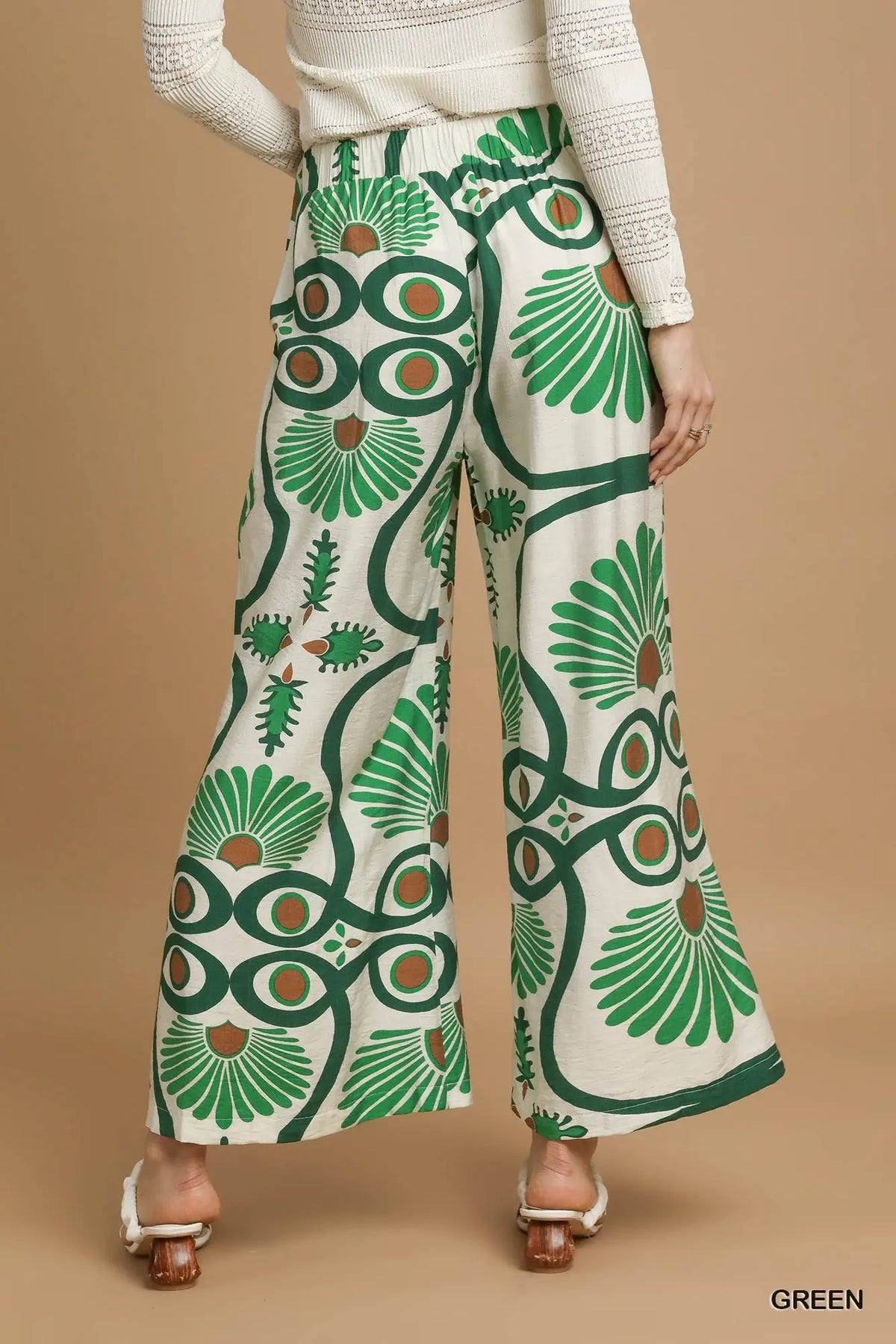 Abstract Geo Print Wide Leg Pants