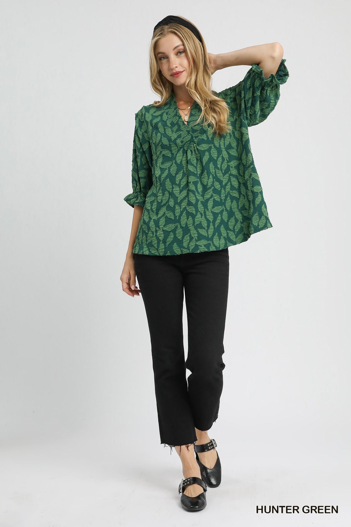 Floral Jacquard V-Neck Top
