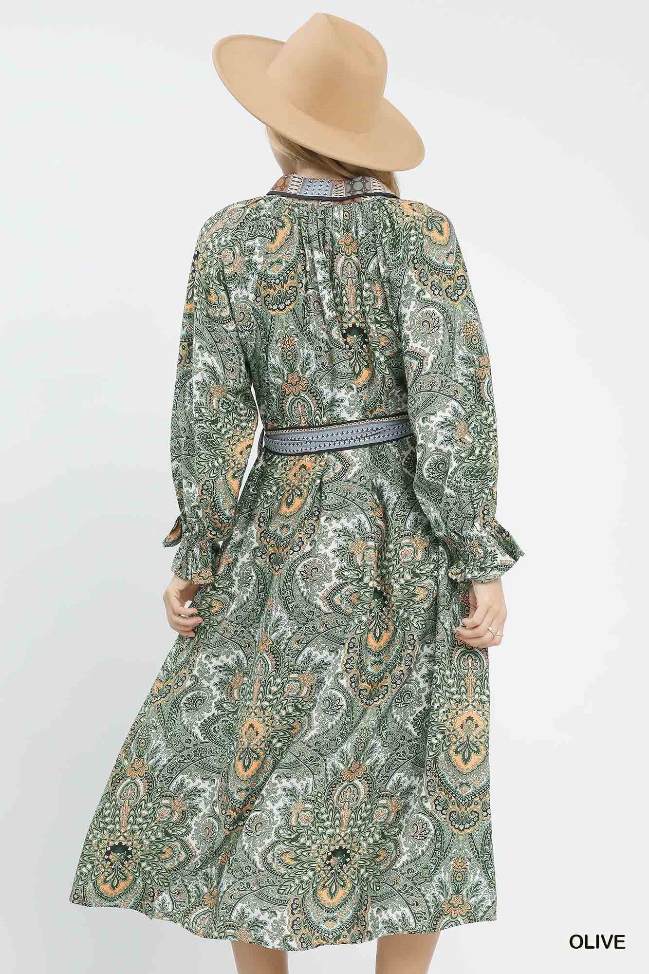 green paisley shirt dress AVERY PAISLEY SHIRT DRESS