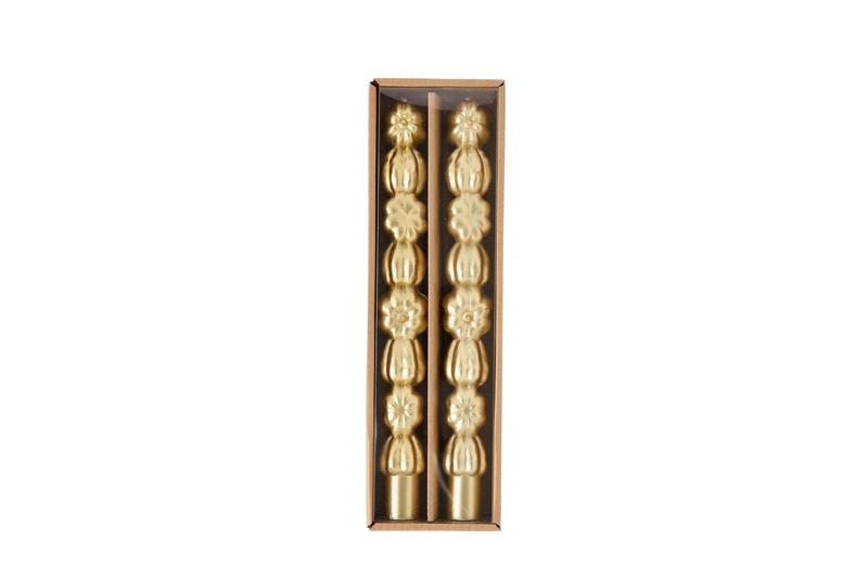 Gold Stacked Pumpkin Taper Candle Set