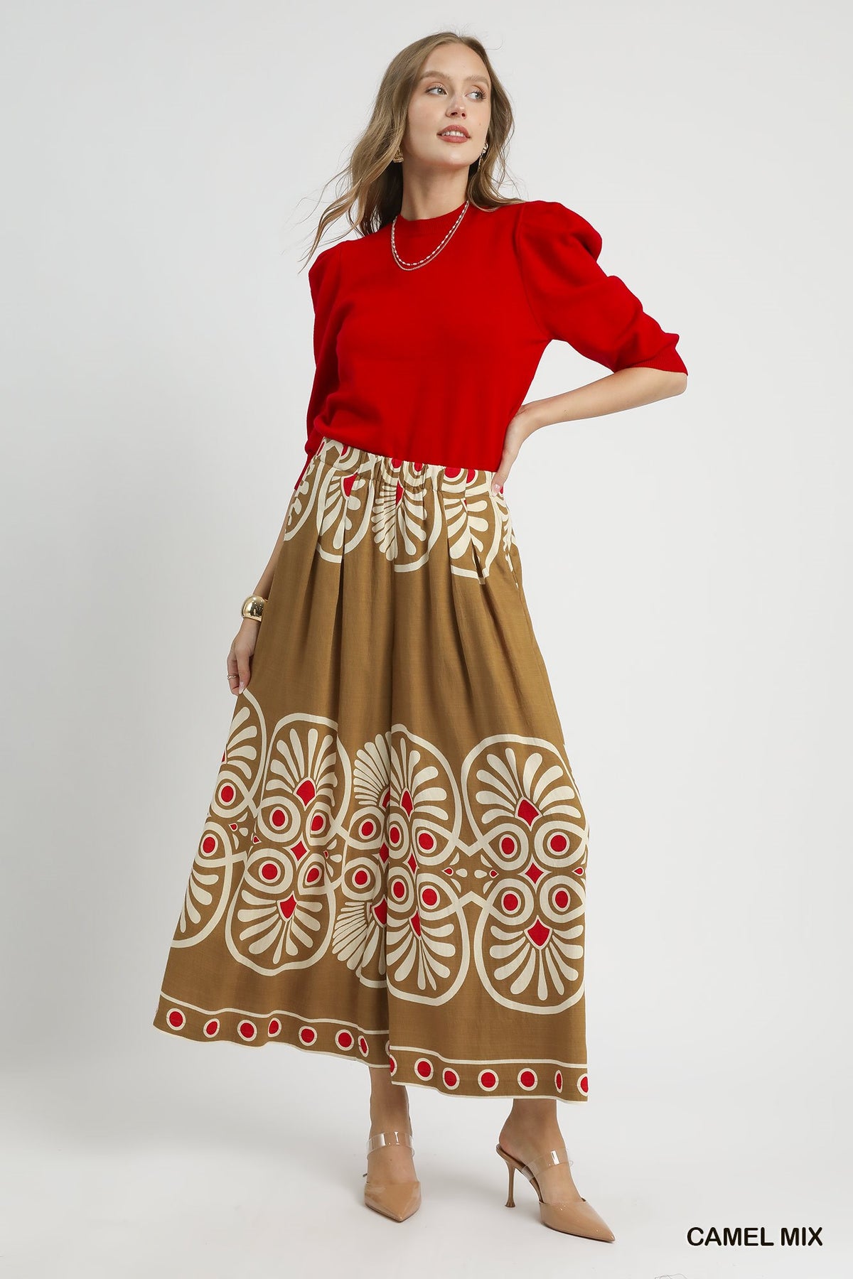 Mix Boho Print Wide Leg Palazzo Pants