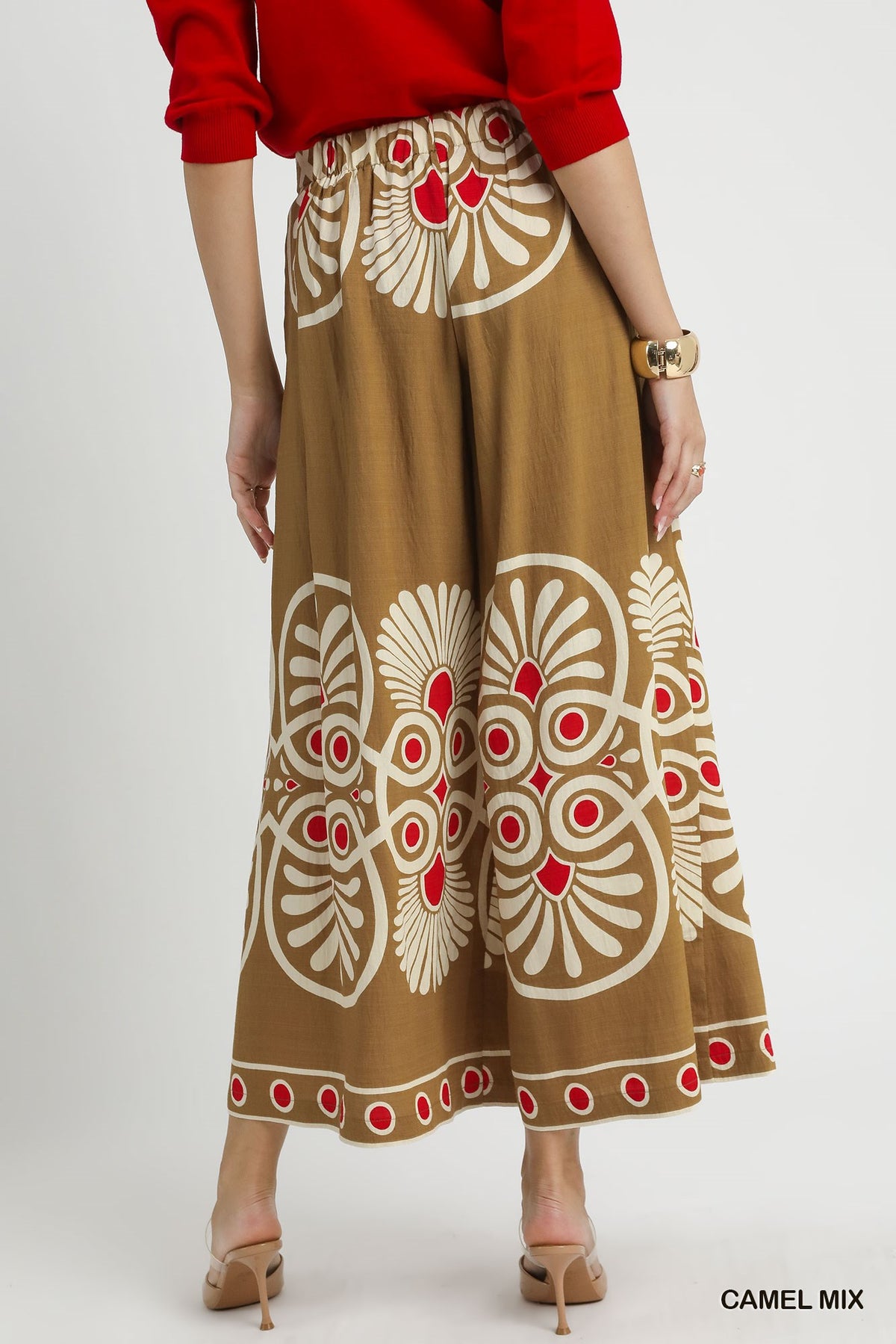 Mix Boho Print Wide Leg Palazzo Pants