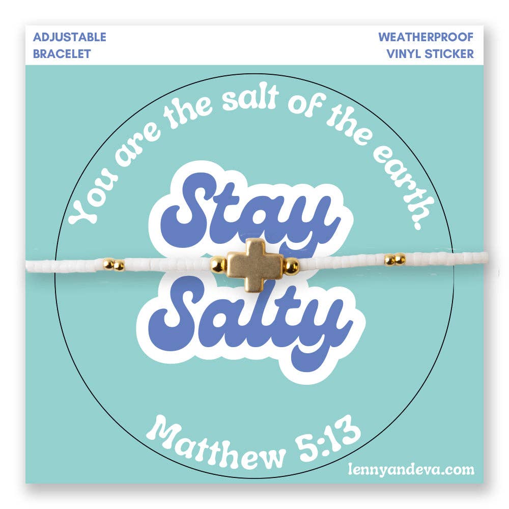 Let It Shine Beaded Cord Bracelet and Sticker Set-Stay Salty