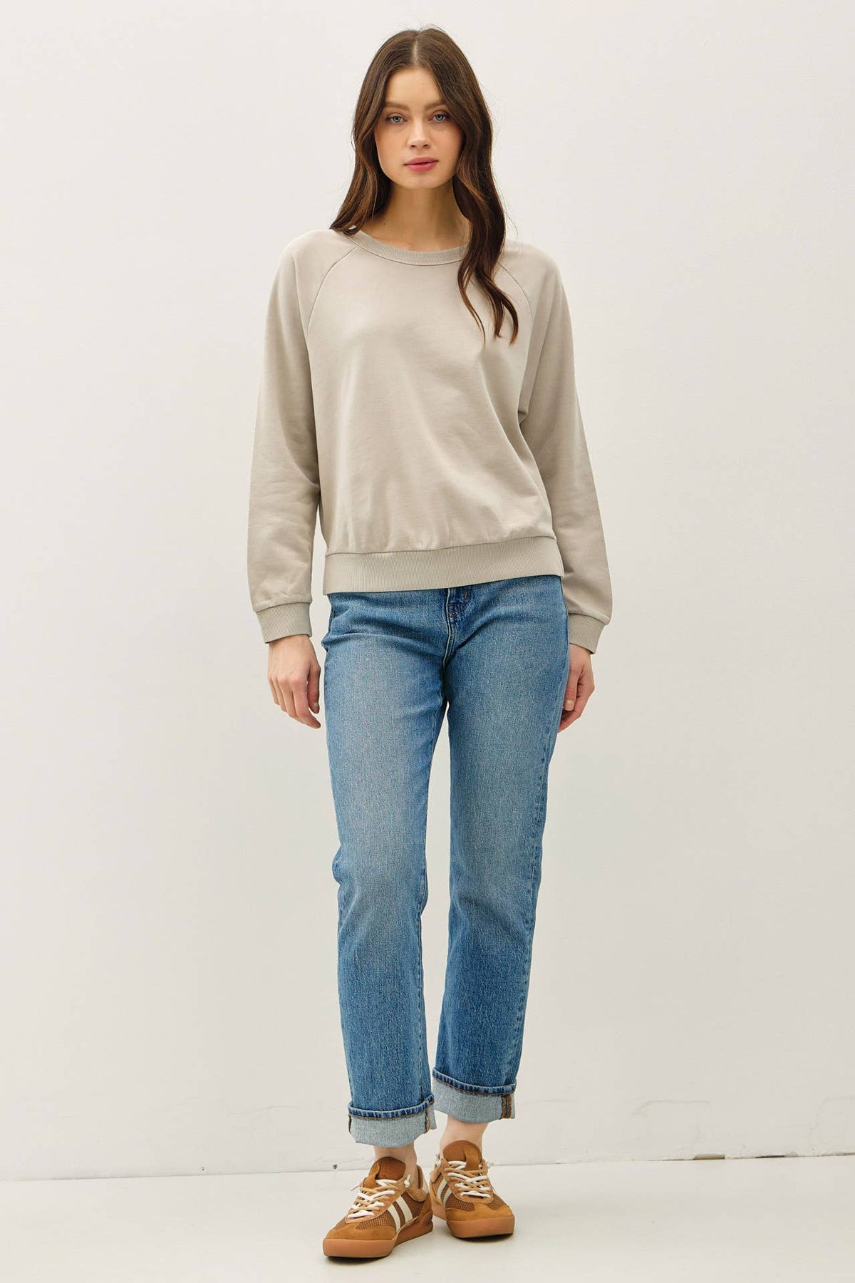 ACID WASH PULLOVER RAGLAN SWEATSHIRT