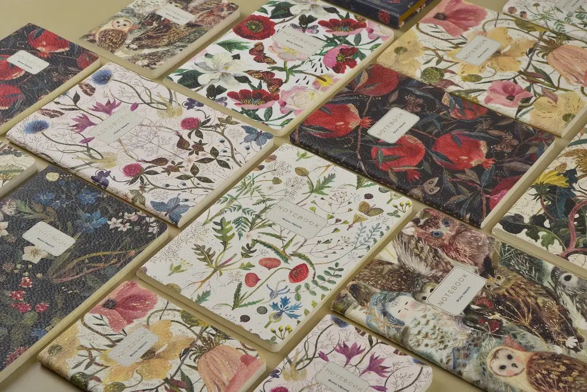 Vegan Leather A5 Notebook - Symmetrical Flora