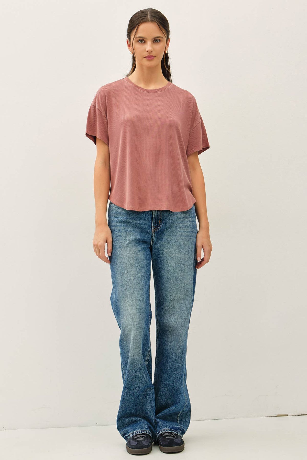 GARMENT DYE RIBBED BOXY FIT T-SHIRT