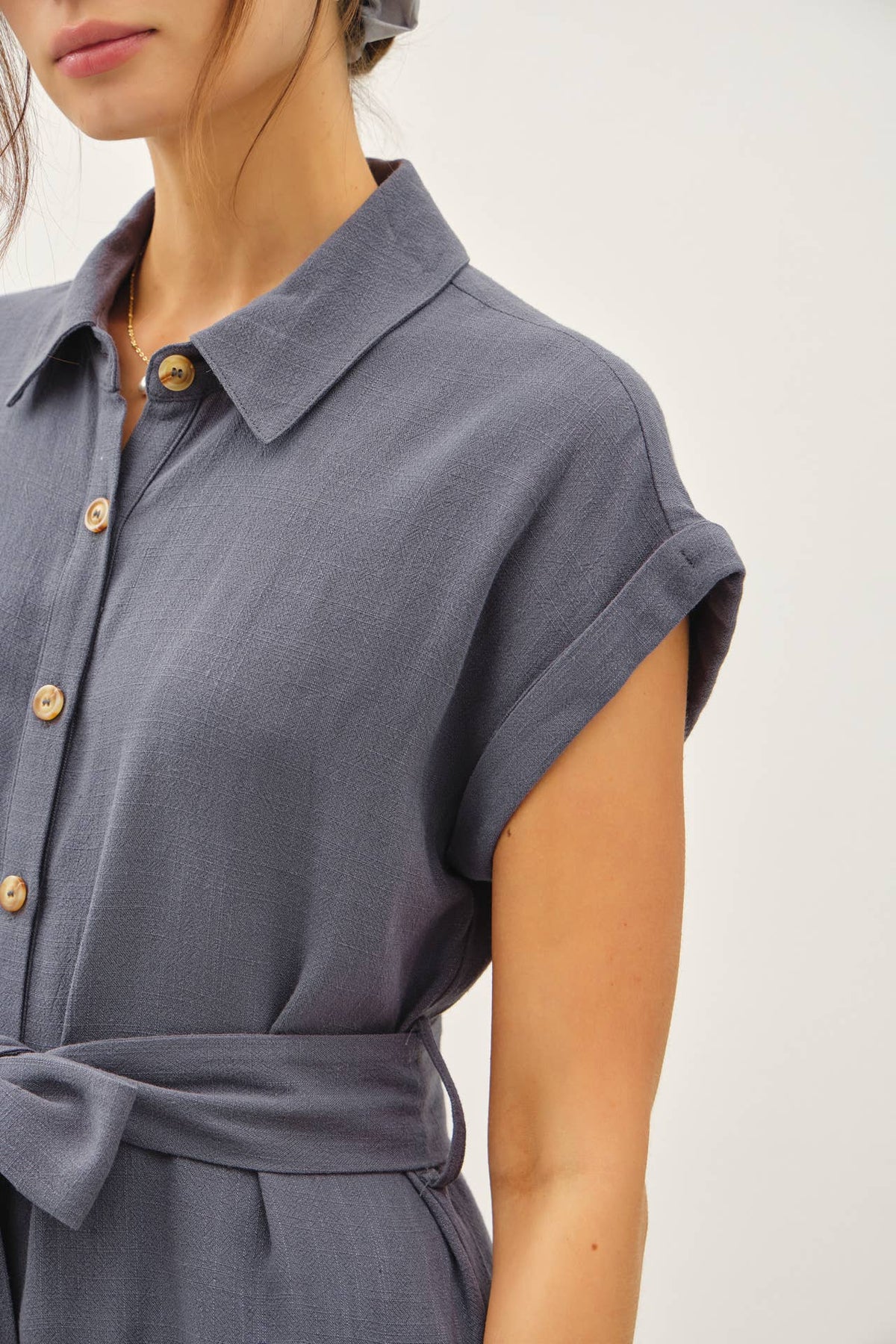 BUTTON UP SHORT SLEEVE DRESS