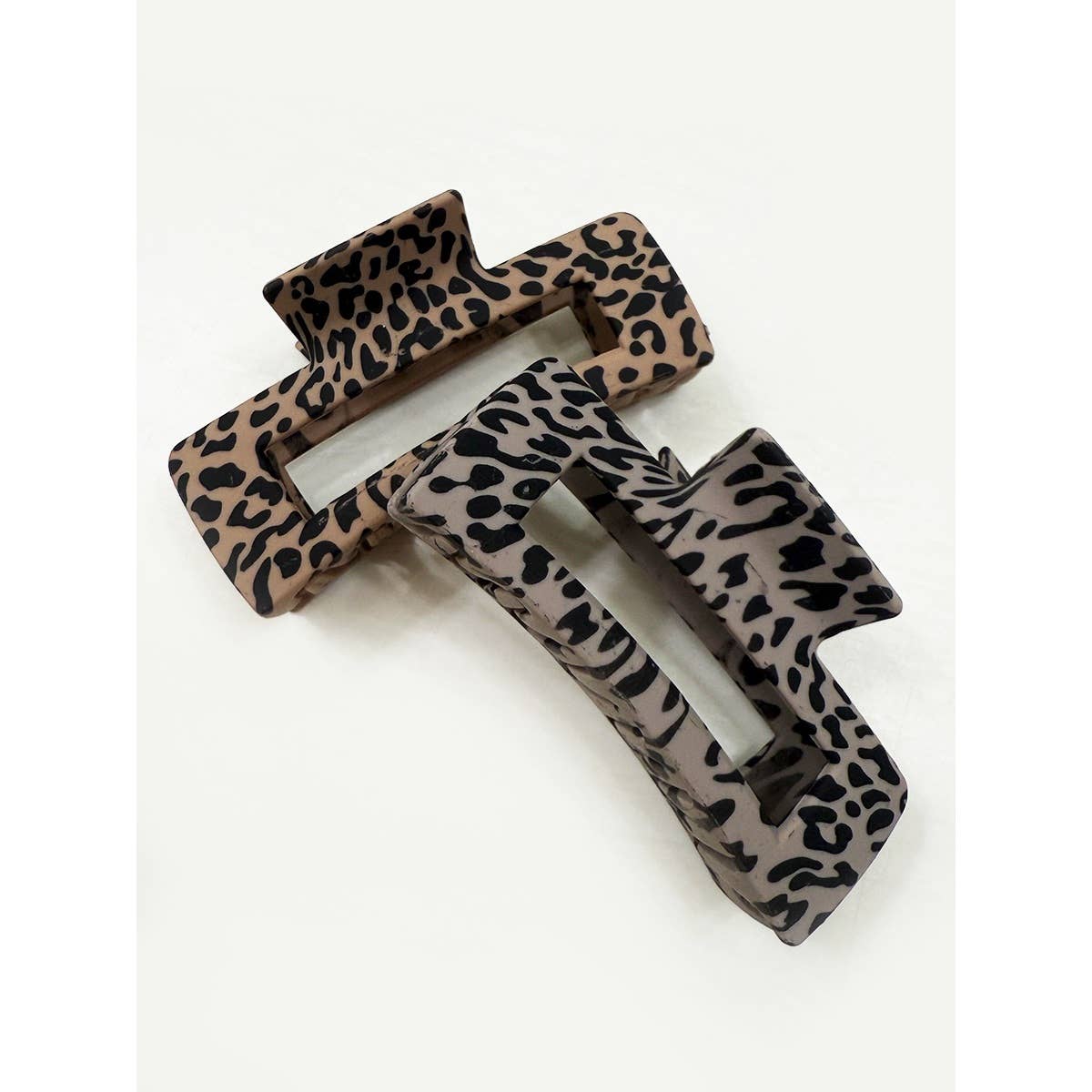 Matte Leopard Pattern Rectangle Hair Clips