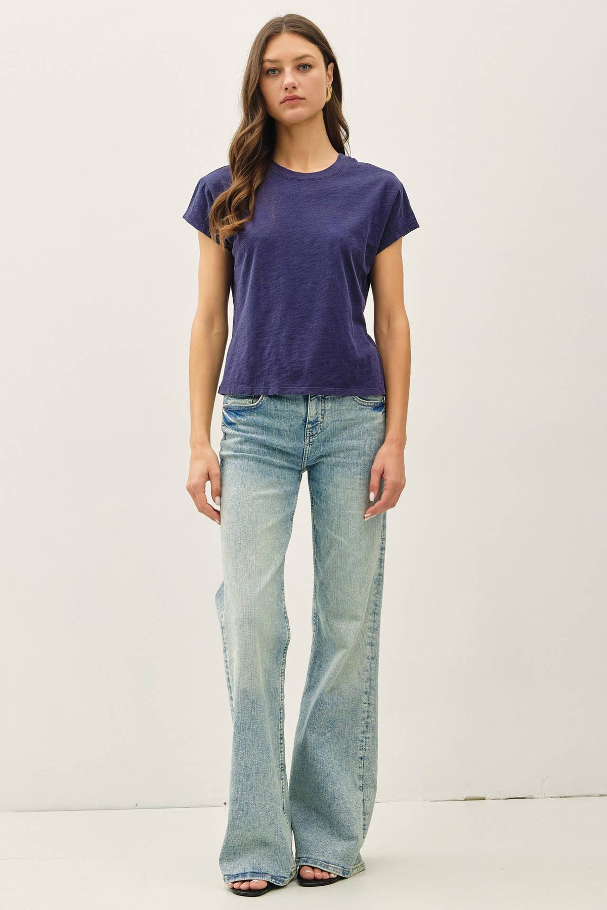 GARMENT DYE COTTON SLUB SLIM FIT CREWNECK BABY TEE
