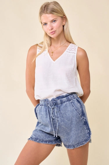 Denim Frilled Paperback Shorts