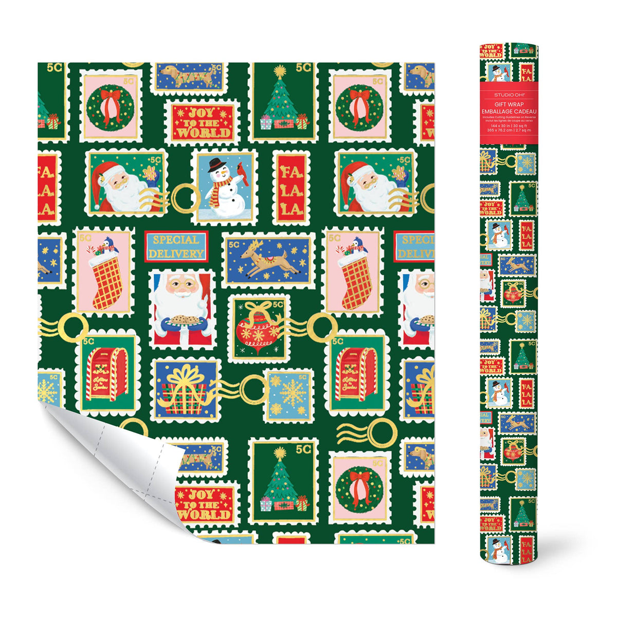 Christmas Seasonal Stamps Gift Wrap