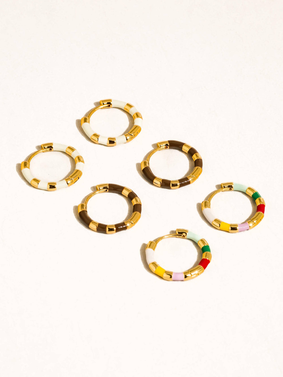 Avielle 18K Gold Vintage Enamel Hoop Earring. Each Sold Separately.