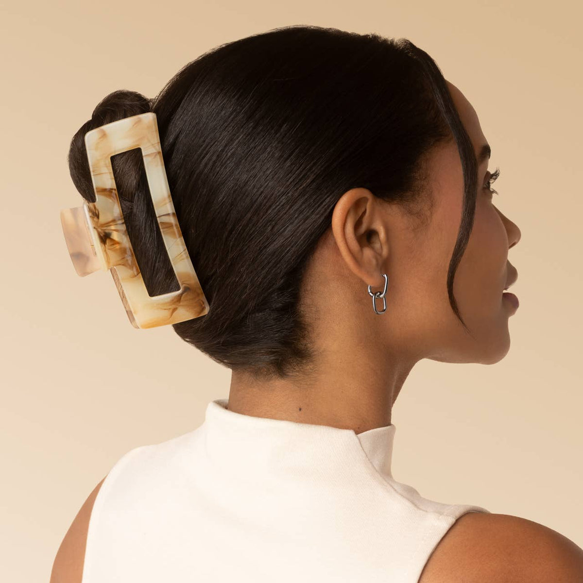Recycled Plastic Jumbo Open Shape Claw Clip - Chocolate Marble