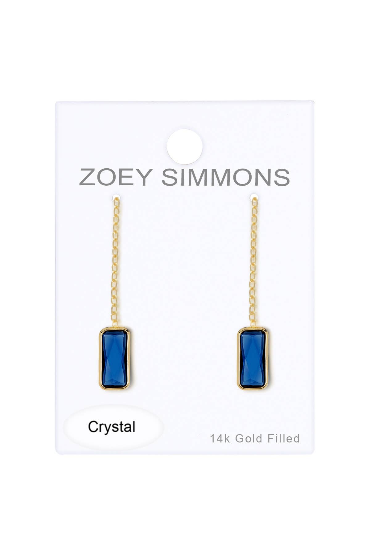 London Blue Crystal Rectangle Threader Earrings - GF