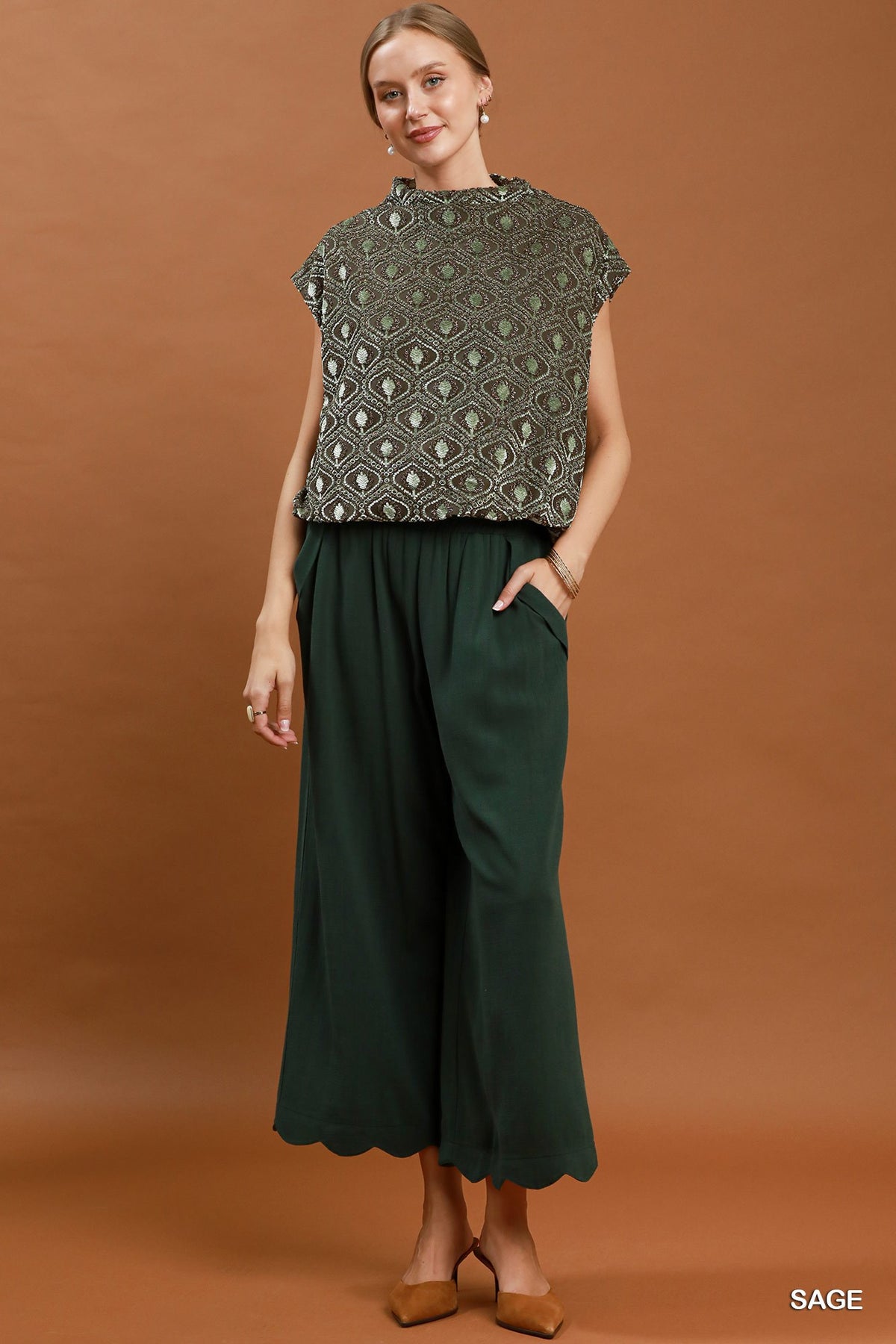 Velvet Mock Neck Cap Sleeve Top
