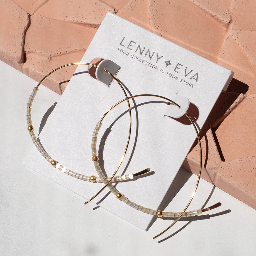 Confetti Beaded Earrings-Smoky Quartz, Minimalist, Threader