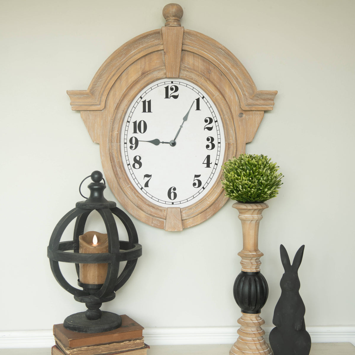 OVAL WOOD WALL CLOCK