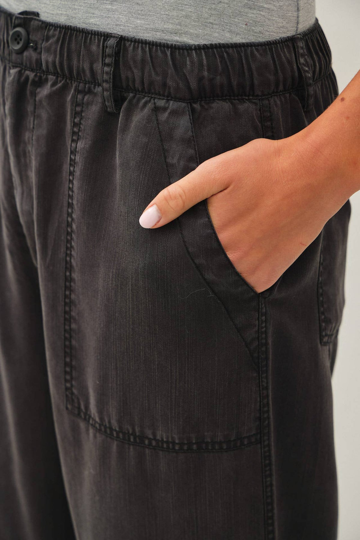 WIDE LEG TENCEL PANT W/ DRAWSTRING ELASTIC WAIST