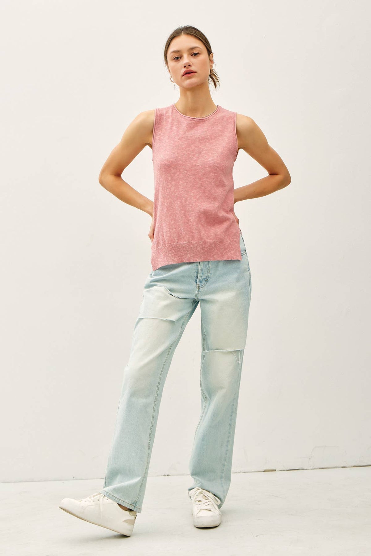 CLASSIC PULLOVER RAW SEAM DETAILED KNIT TANK