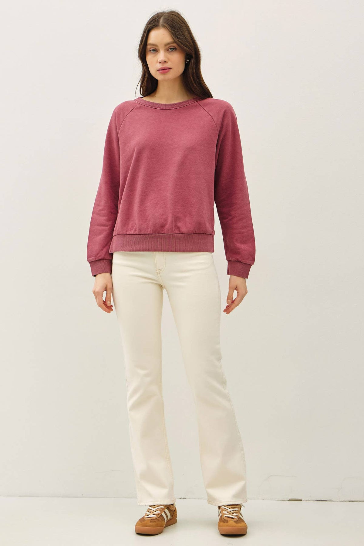 ACID WASH PULLOVER RAGLAN SWEATSHIRT