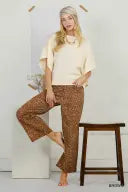 Speckled Print Cropped Wide Leg Pants
