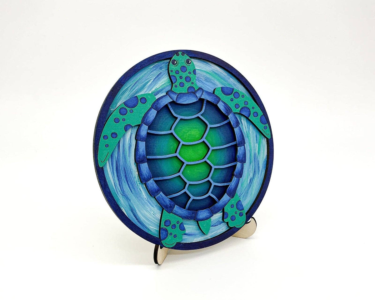Layered Sea Turtle 3D Art | DIY Wood Craft Kit for Adults | Unique Nautical Wall Art