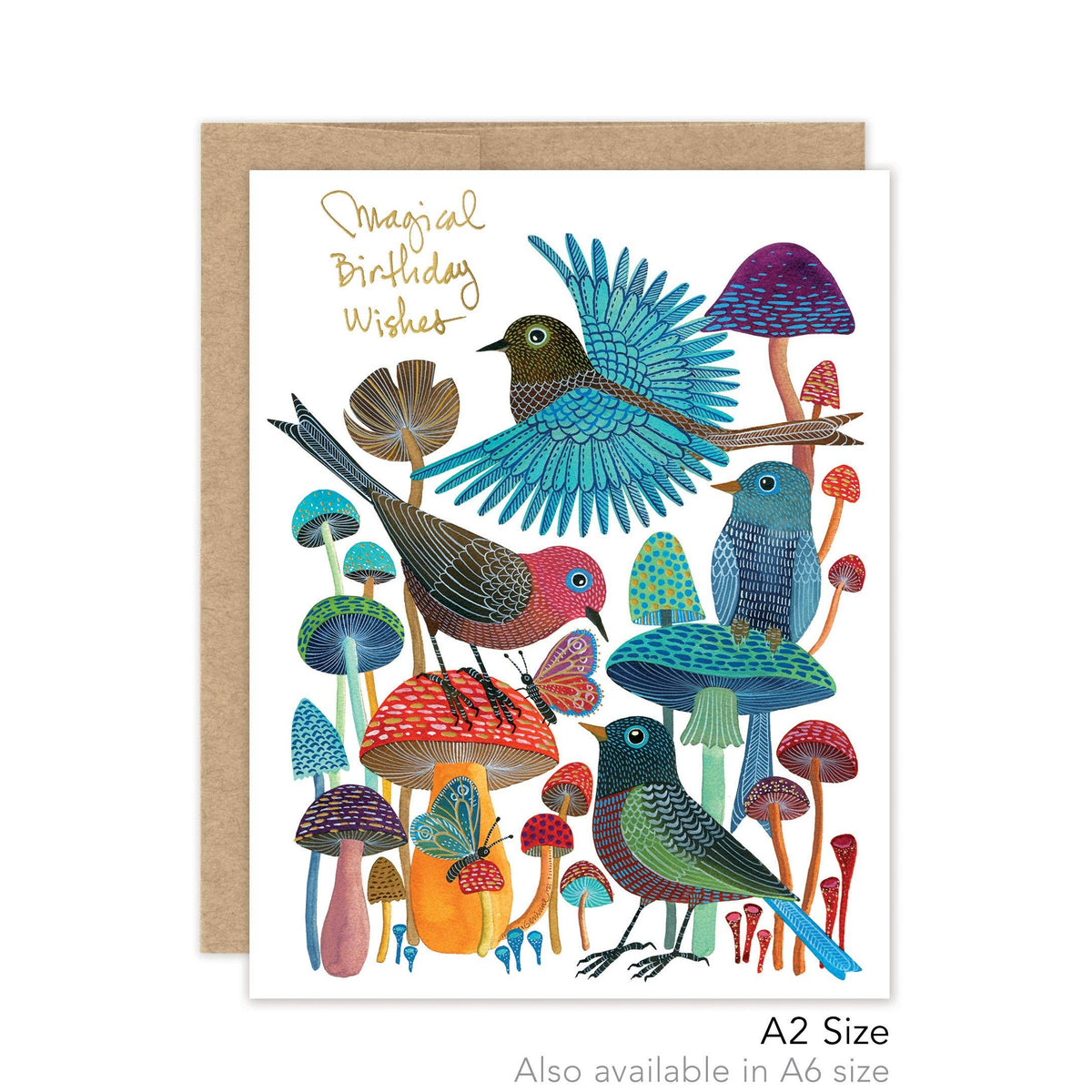 Birds & Mushrooms Birthday - Luxe A2 Card