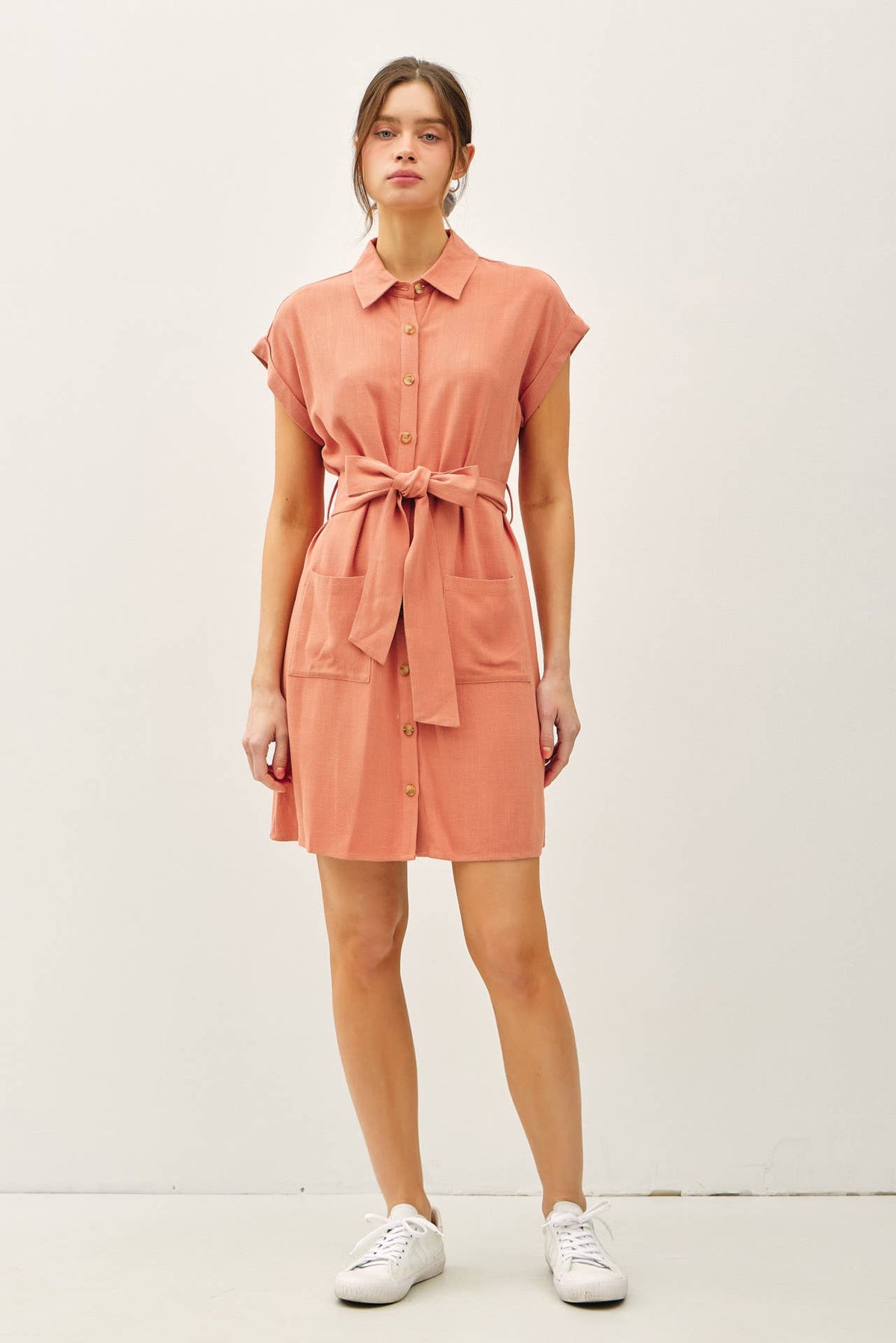 BUTTON UP SHORT SLEEVE DRESS