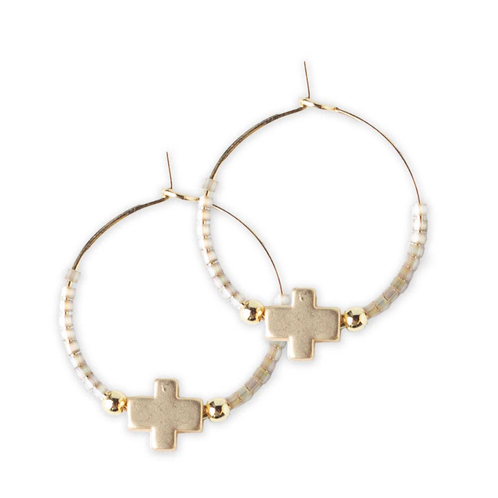 Faithful Cross  Earrings-Smoky Quartz