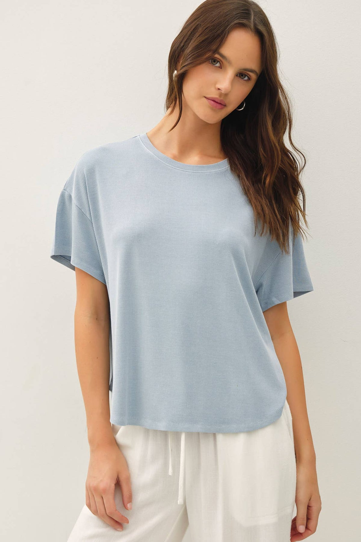 GARMENT DYE RIBBED BOXY FIT T-SHIRT