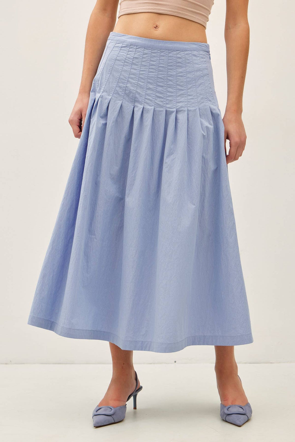 CRISP PLEATED MIDI SKIRT