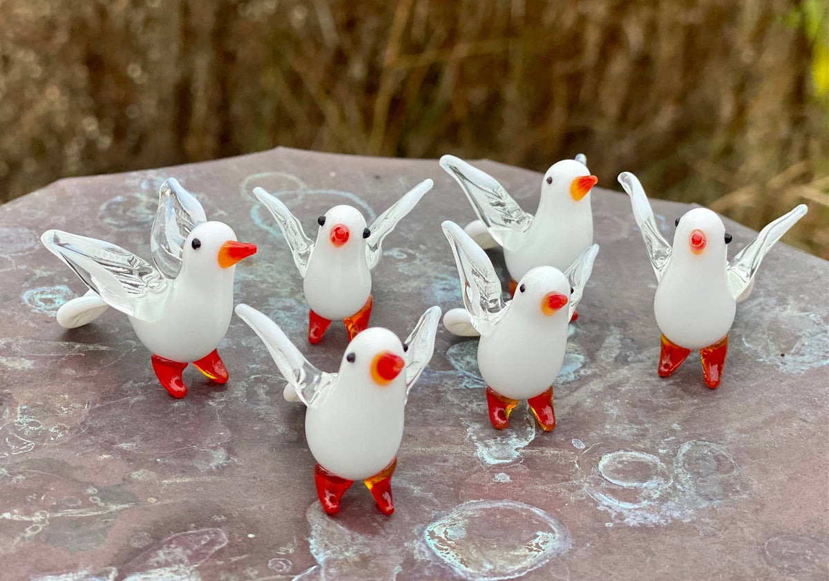 Glass Dove Sitter Miniature Collectible Figurine