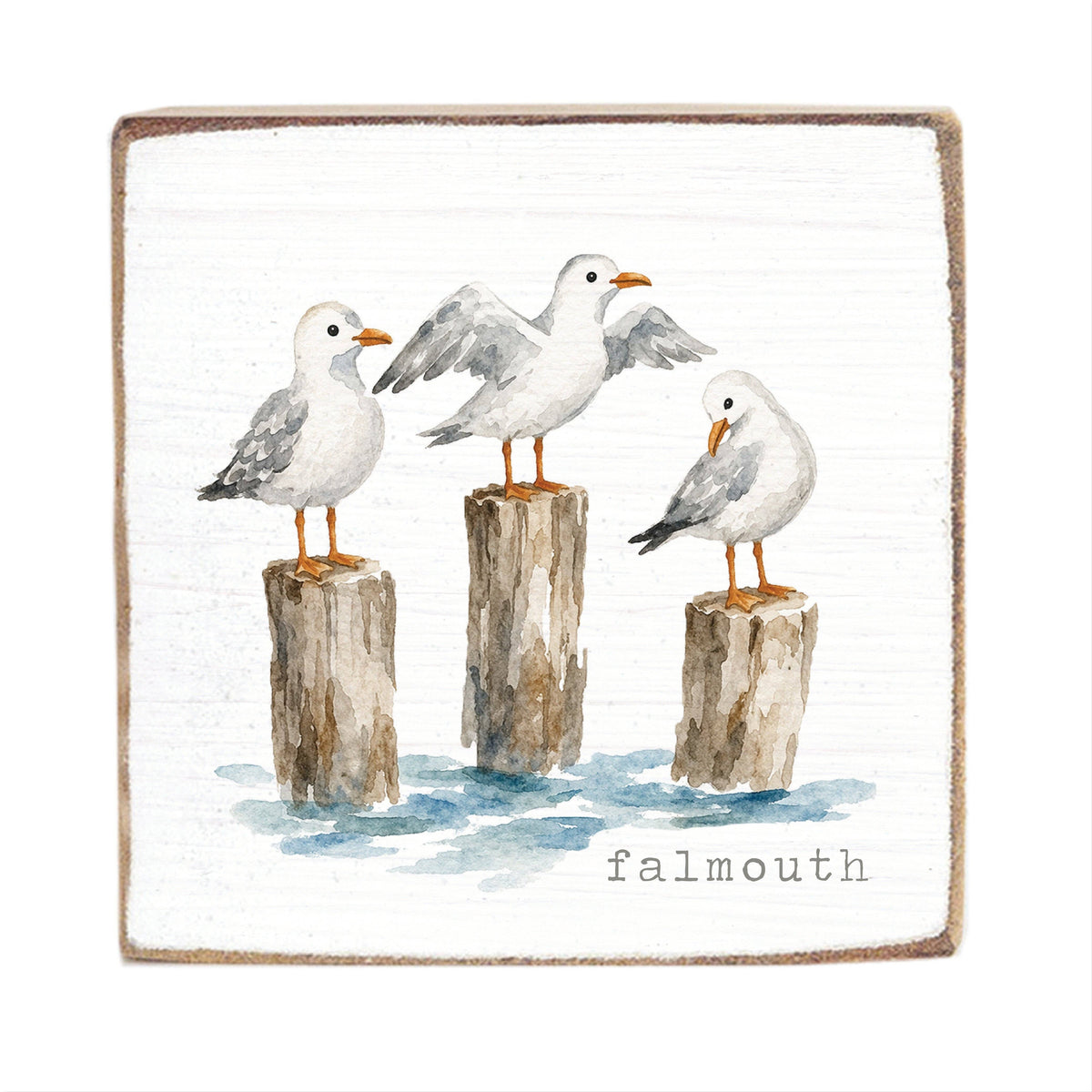 Gull Trio Personalized Block Sign | Coastal Decor