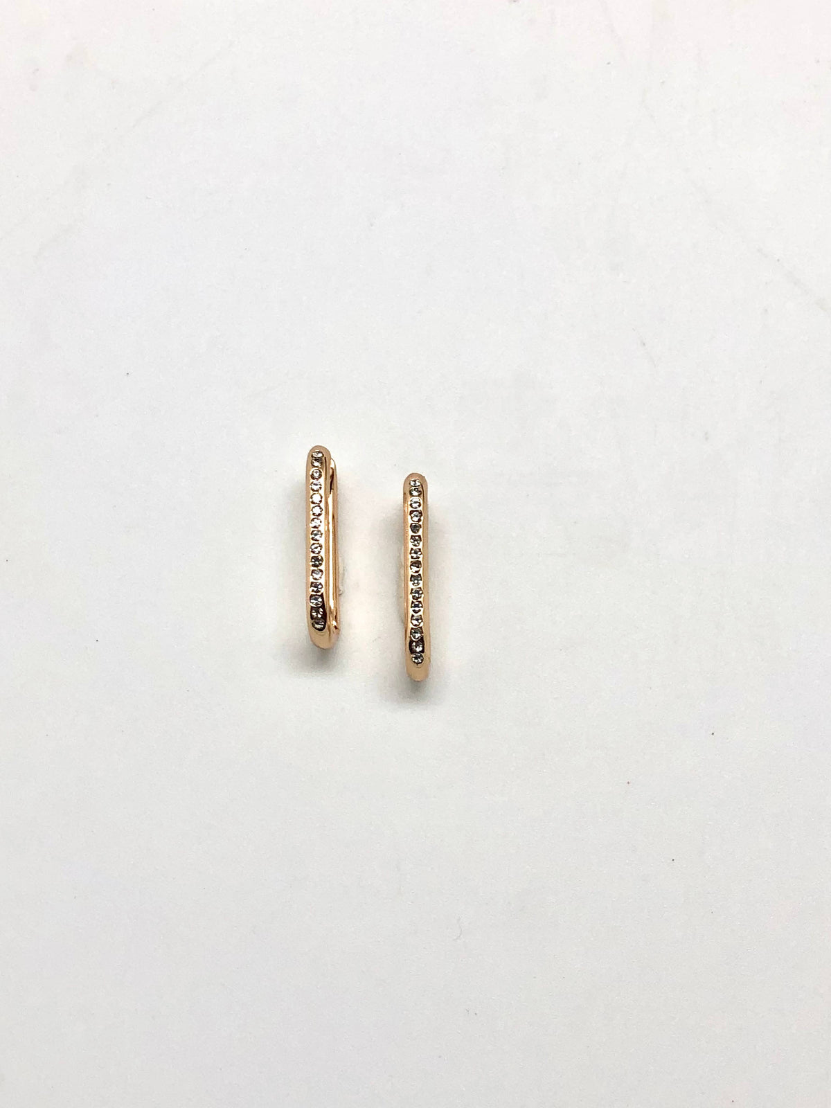 Earring Large Paper Clip Styles with Row of Rhinestones Gold