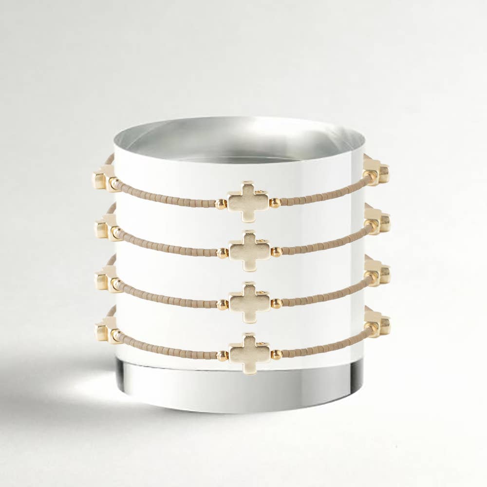 Faithful Cross Bangle-Mocha, Cross Bracelet | Christian