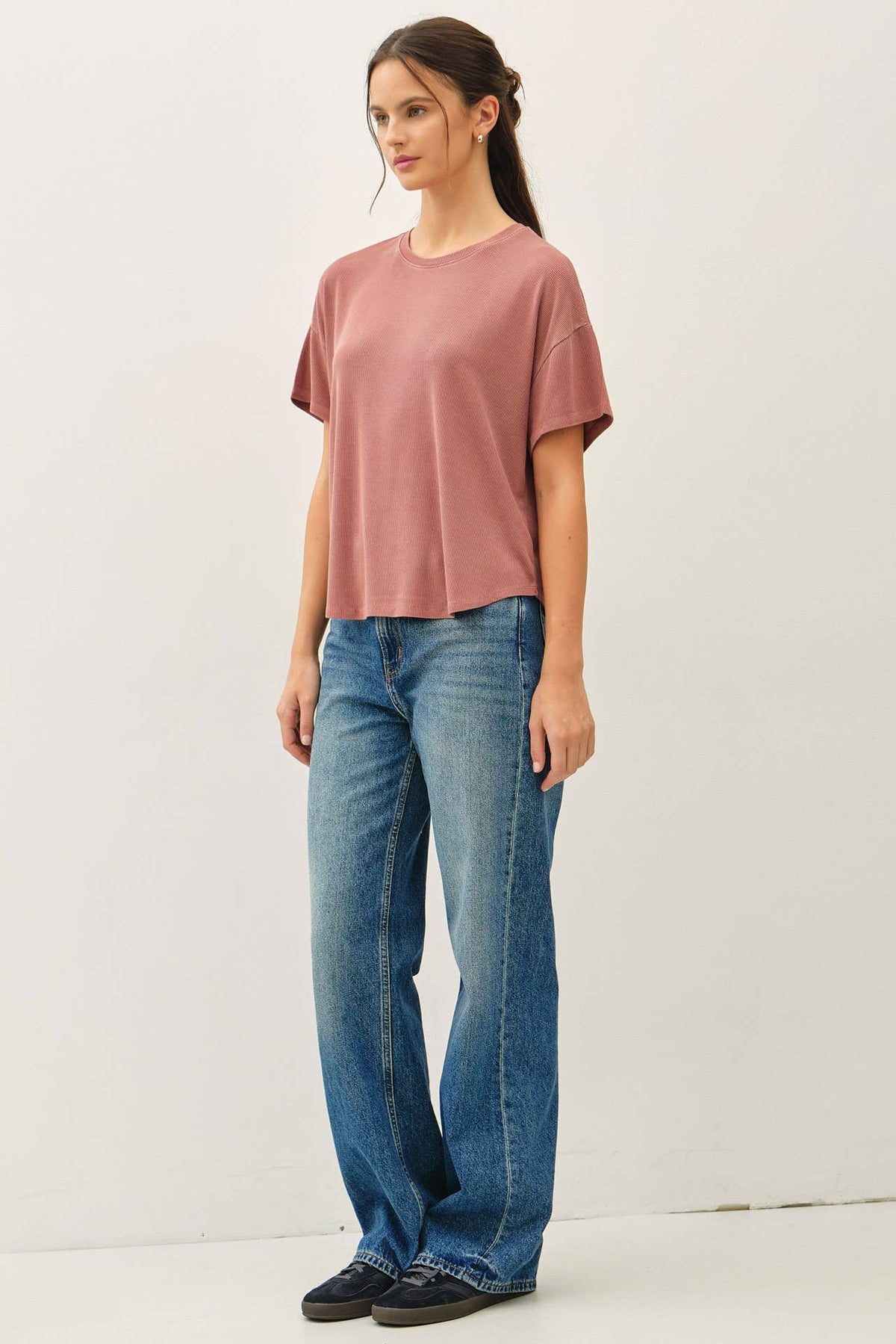 GARMENT DYE RIBBED BOXY FIT T-SHIRT