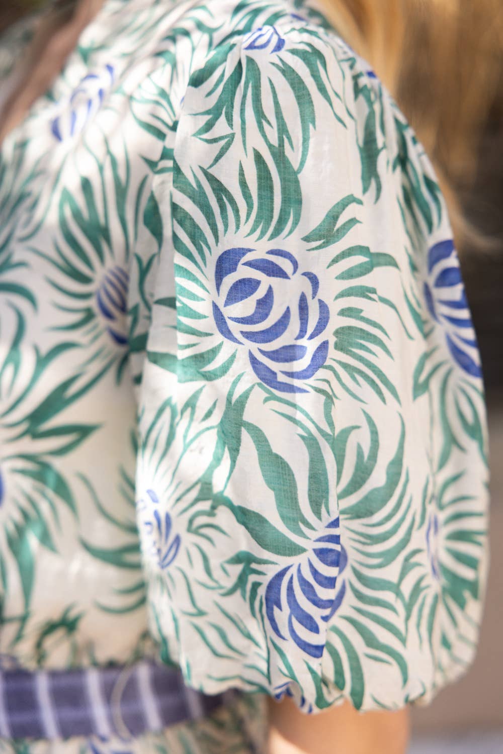 Floral Print Contrast Stripe Midi Dress